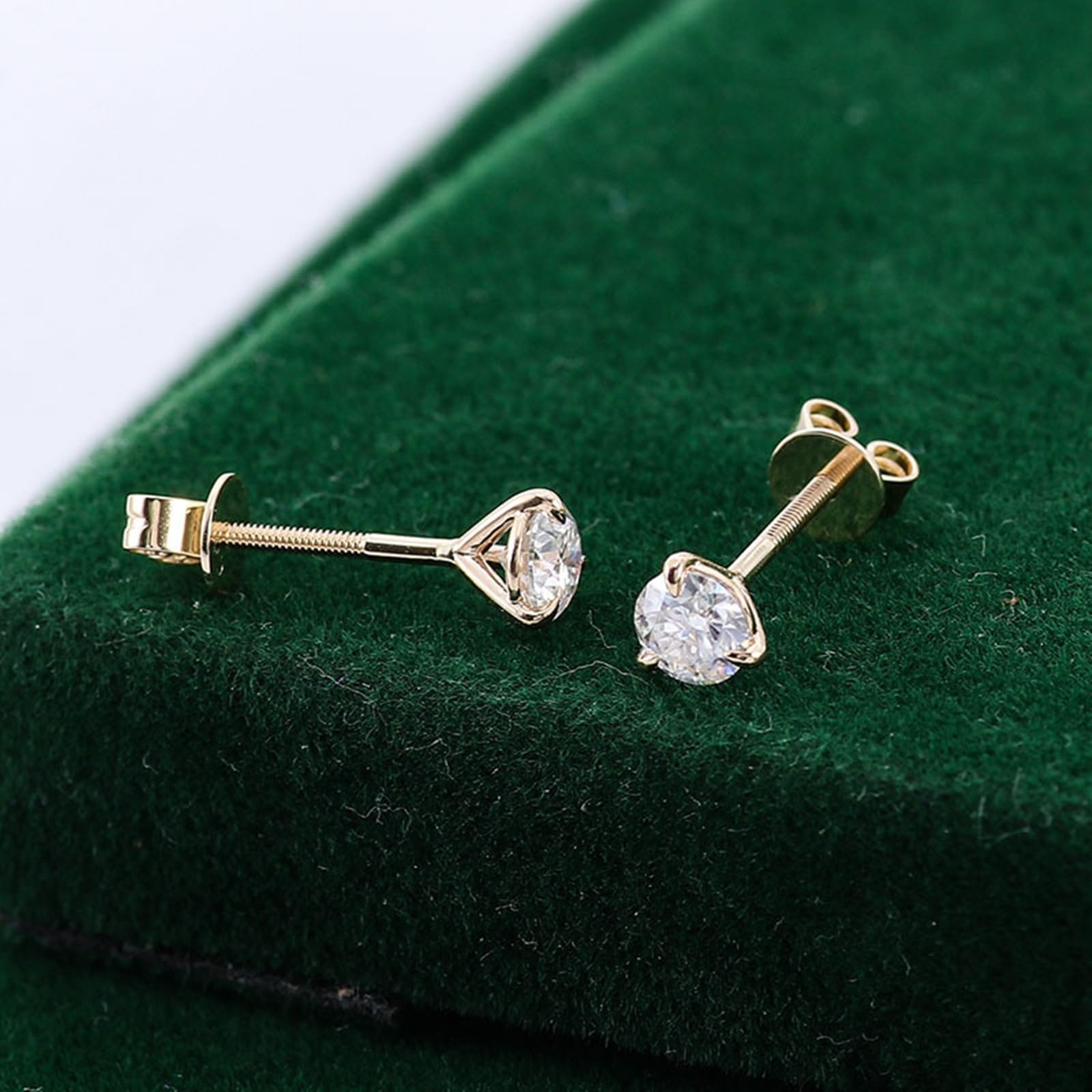 Epinki Orecchini Anallergici Donna Oro 9K/14K/18K Moissanite Rotonda Semplice da 0.6ct/1ct/2ct/4ct Orecchini