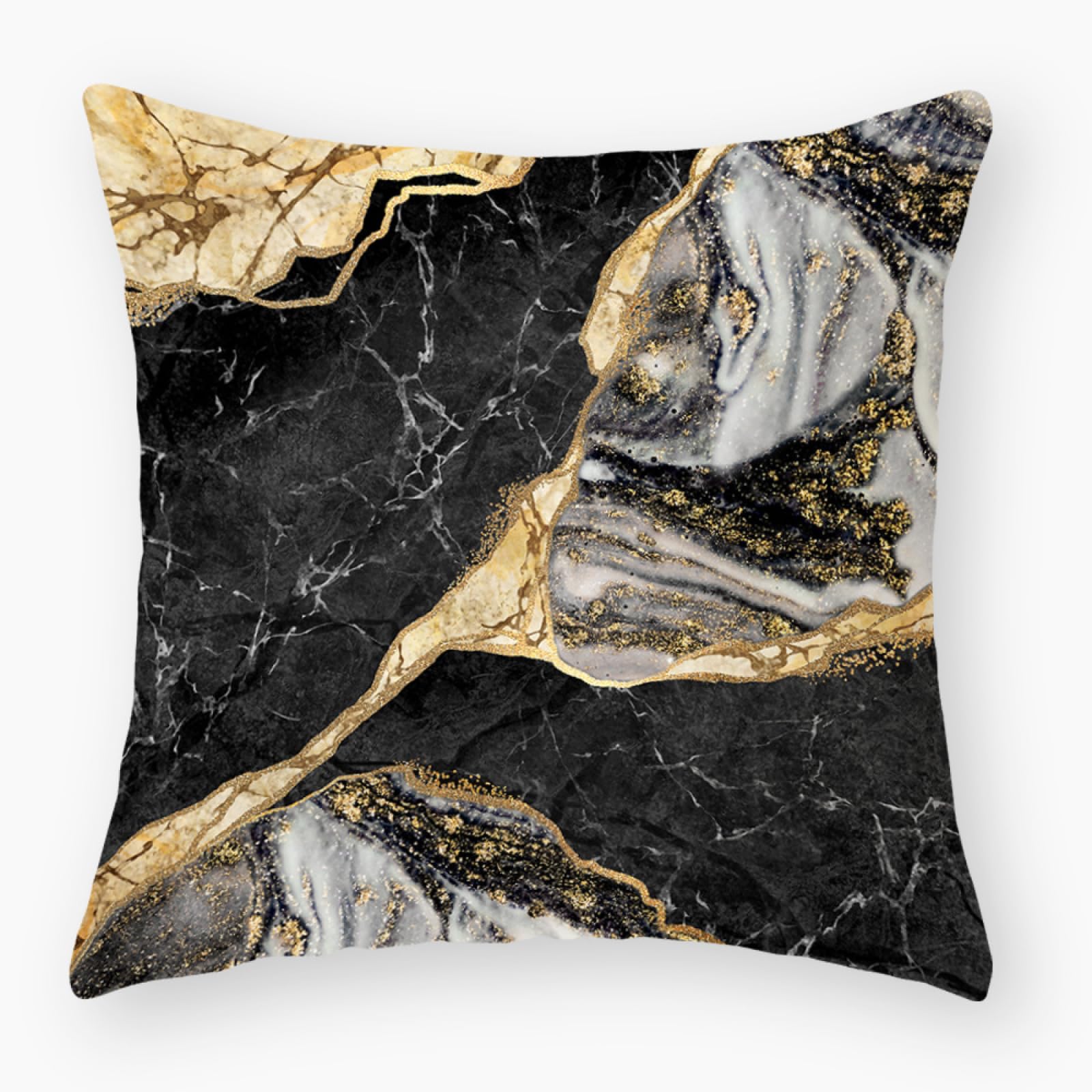 Fundas Cojines 50x50 Negro, Dorado Y Gris Fundas Cojines Algodón y Lino Cojines Sofa Transpirabilidad Fuerte Funda Cojin con Cremallera Oculta para Sofá Dormitorio Sala de Estar 1 Pieces