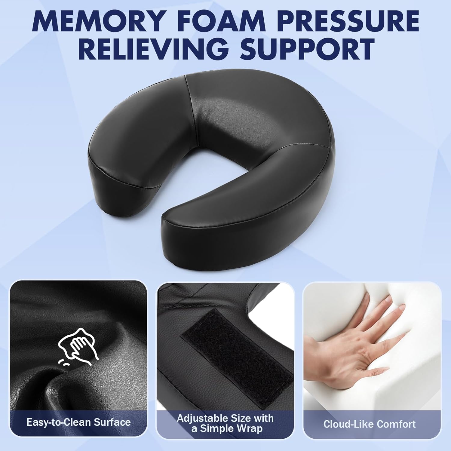 Massage Headrest for Bed, Massage Home Mattress Top Massage Bed Head Extension Kit, Adjustable Headrest Face Cushion Massage Table at Home, Face Down Pillow After Eye Surgery (Black)