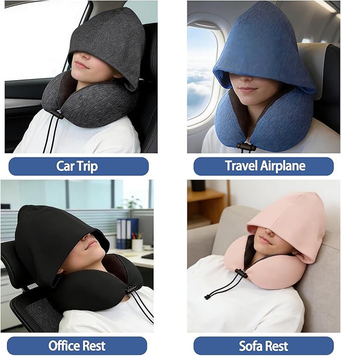 Almohada de Viaje de Espuma Viscoelástica con Capucha miniatura 7
