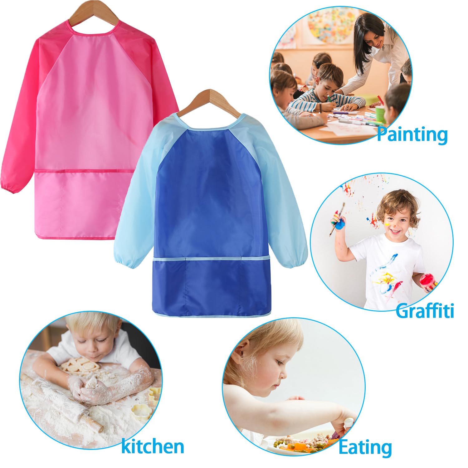 Wiederverwendbare Kindermalschürze Mit Taschen – Wasserdicht & Schmutzabweisend Für Basteln, Malen & Backen