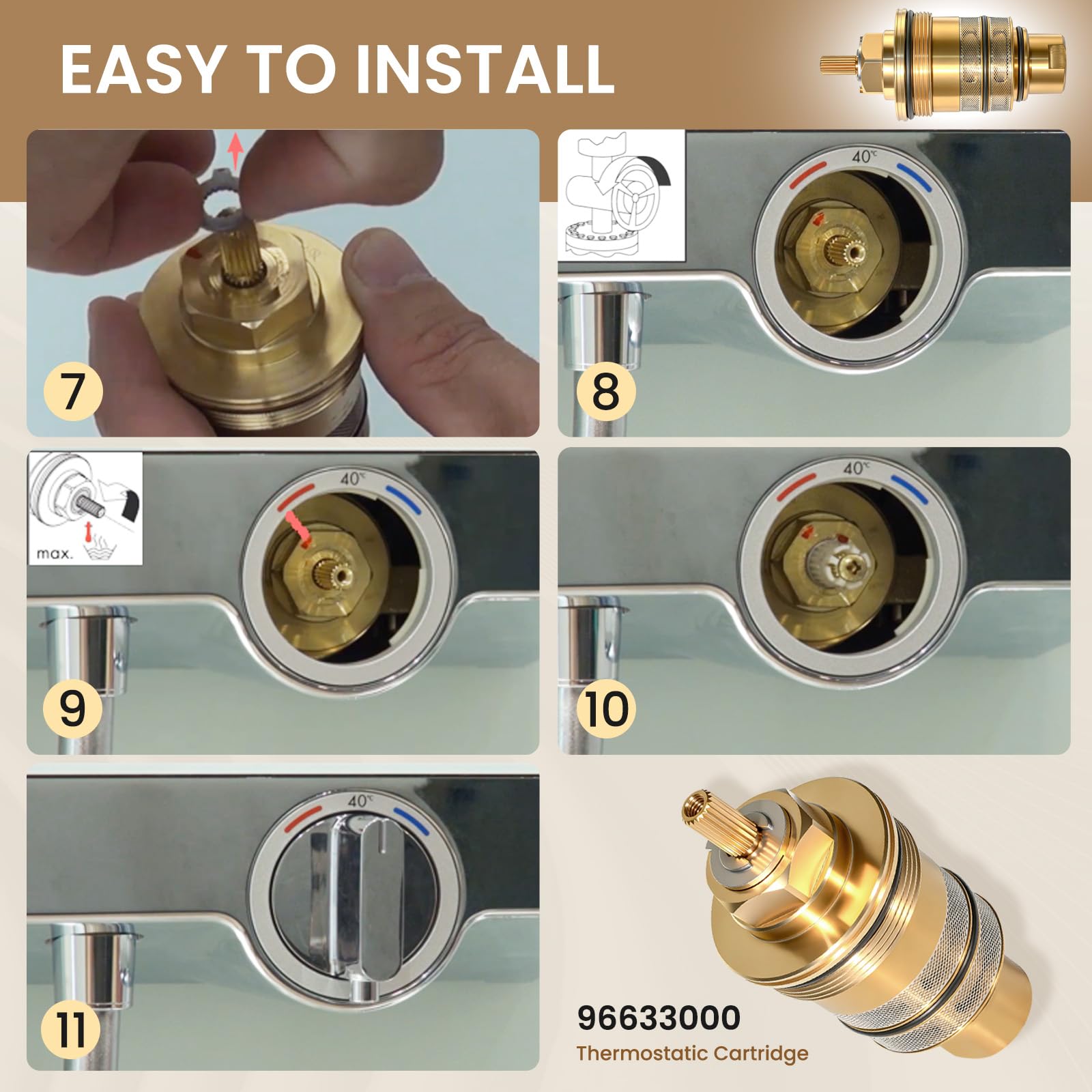 96633000 Thermostatic Cartridge T42 (BTC), Compatible with