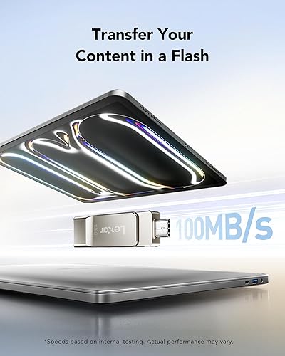 Miniatura 5 de Lexar D40E 128GB Dual USB 3.2 Gen 1 Tipo-C Unidad Flash de Salto, Unidad USB-C de Pulgar con Carcasa de Metal y Diseño Giratoria (Plata Champán)