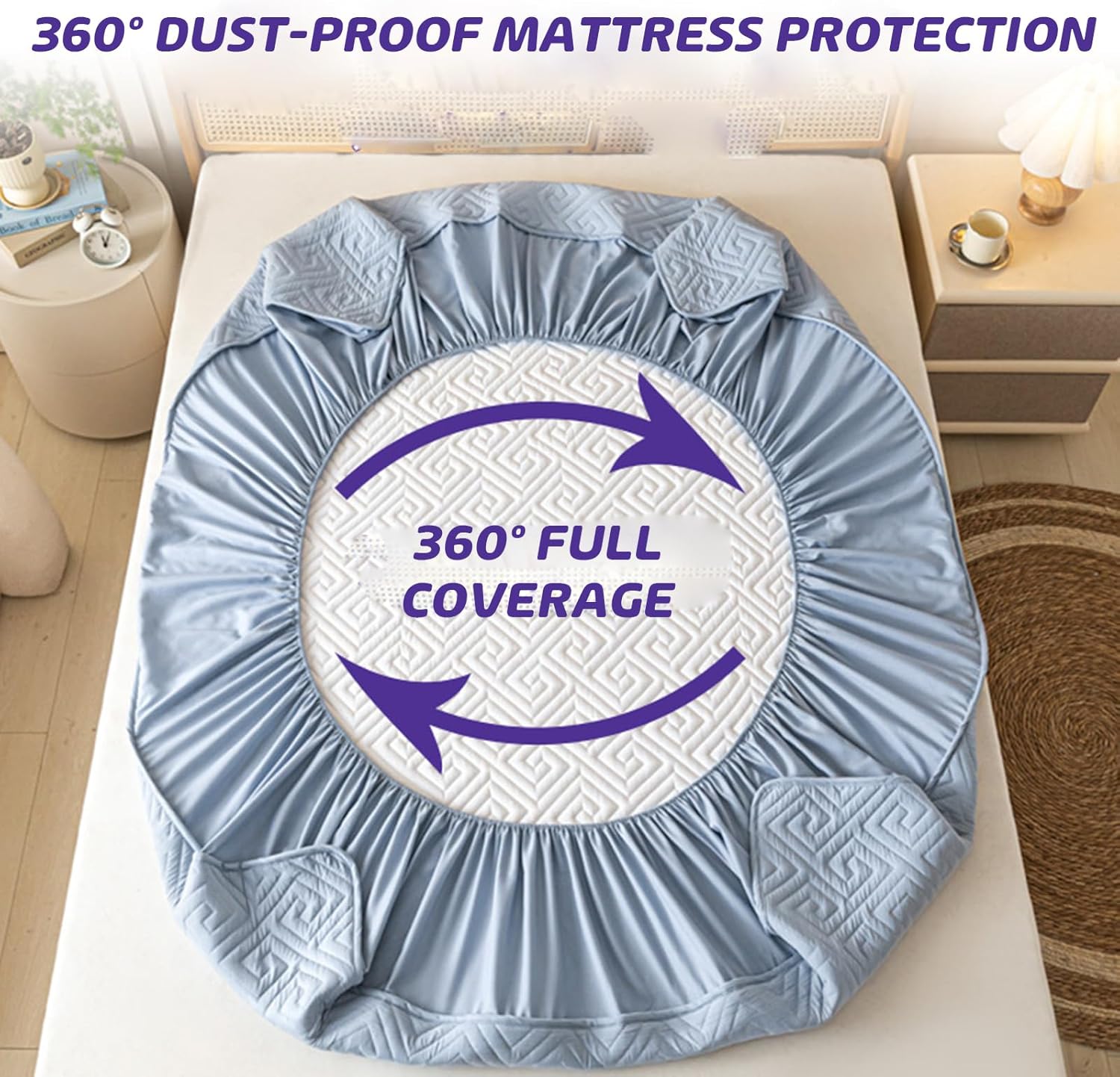 Waterproof Breathable Thickened Mattress Cover, Thickened Bed Covers, Full Size Mattress Protector (Gray,70 * 79in)