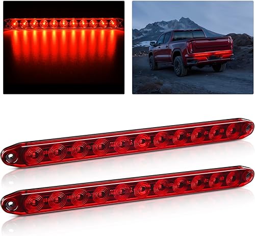 GOOACC Barra de luz LED para remolque de 16 pulgadas, 2 unidades, 11 luces LED rojas para estacionamiento, freno de funcionamiento, luz de giro,