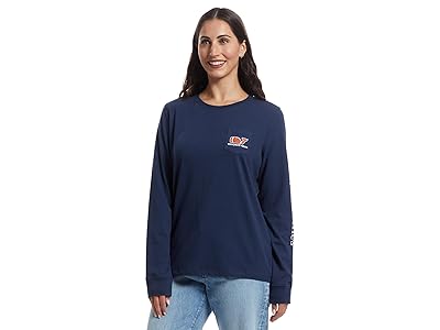 Vineyard Vines Tailgating Icons Whale Fill Long-sleeve Pocket T-Shirts Women
