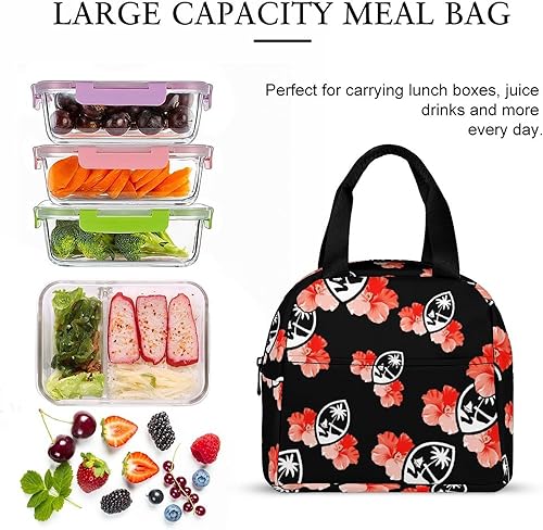Miniatura 8 de Guam Bolsa de almuerzo de hibisco tribal reutilizable, bolsa de comida para el trabajo, picnic y viajes