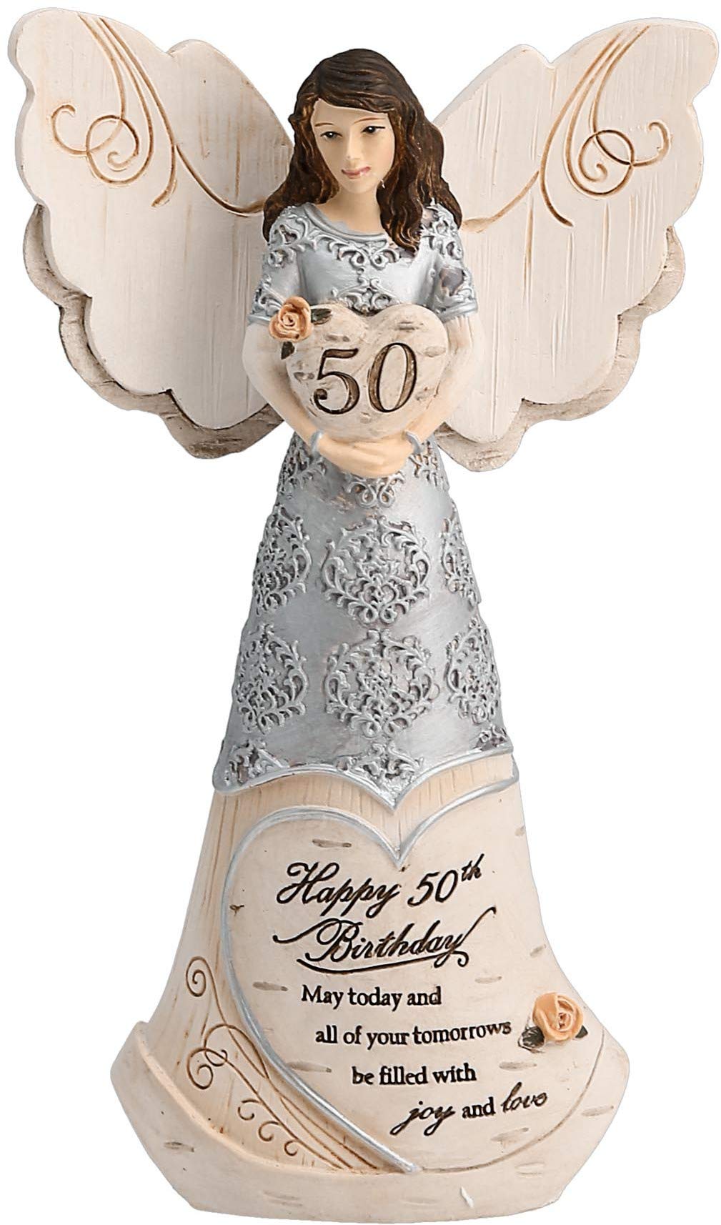 Pavilion Gift Company 82414 Elements Angels - Happy 50th Birthday May Today & All of Your Tomorrows Be Filled with Joy & Love 6" Angel Figurine