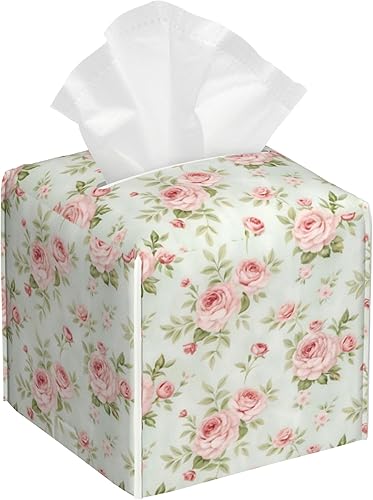 Miniatura 11 de Caja de pañuelos con diseño floral de amapola marrón con acuarela, diseño de flores abstractas de cuero, soporte decorativo para caja de papel de