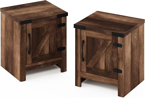 Miniatura 82 de Furinno - Colección Dario - Mesa auxiliar / mesita de arrime / mesita de noche / mesita de luz con cajón, paquete de 1, color expreso/marrón