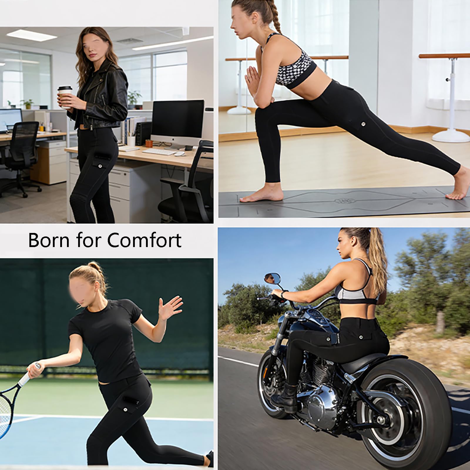 Damskie Legginsy Motocyklowe Slim Fit, Lekkie Spodnie Biker Z Wyjmowaną Ochroną I Kieszeniami Cargo Do Jazdy Miejskiej I Codziennego Użytku