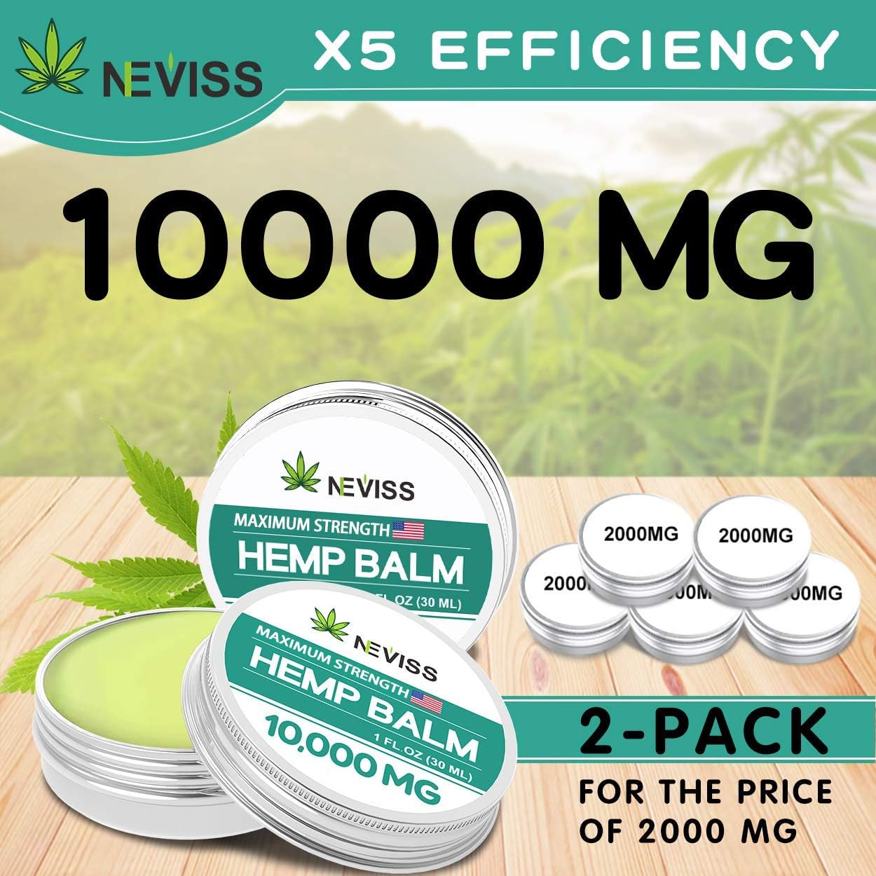 (2 Pack) Neviss Organic Hémp Balm 10000 MG - 2 Fl Oz