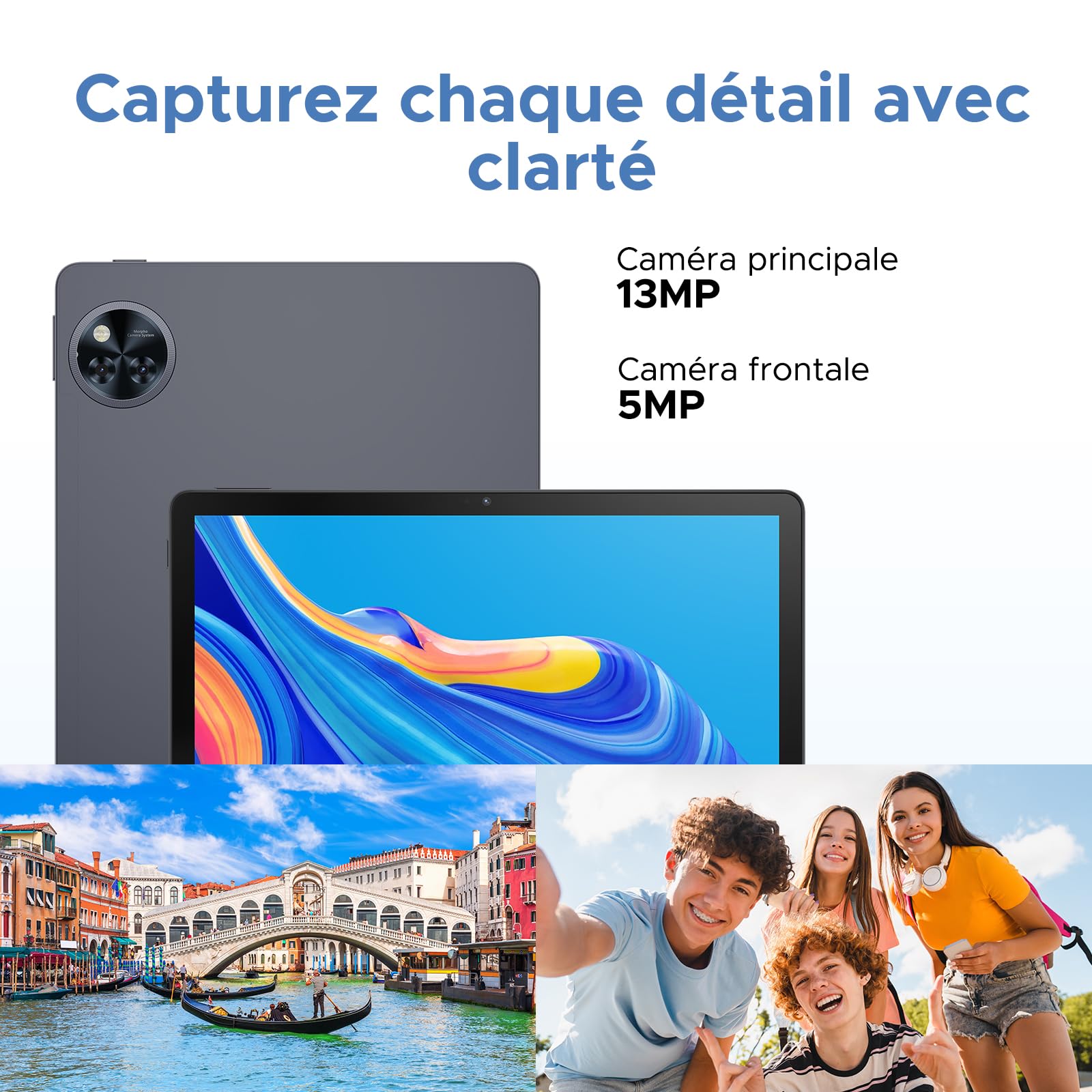 U11 Pro Tablette Android 16, Tablette 11 Pouces, 30GB RAM+256GB ROM/TF 2TB, Batterie 8580mAh, Octa-Core T7200 90Hz,13MP Caméra, Tablette Tactile 1080P/5G WiFi/OTG/Face ID