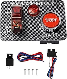 12V Ignition Switch Panel Race Car Ignition Switches with Engine Start Push Button Carbon Fiber LED Toggle Switches Racing Car Ignition Panel for RV Truck