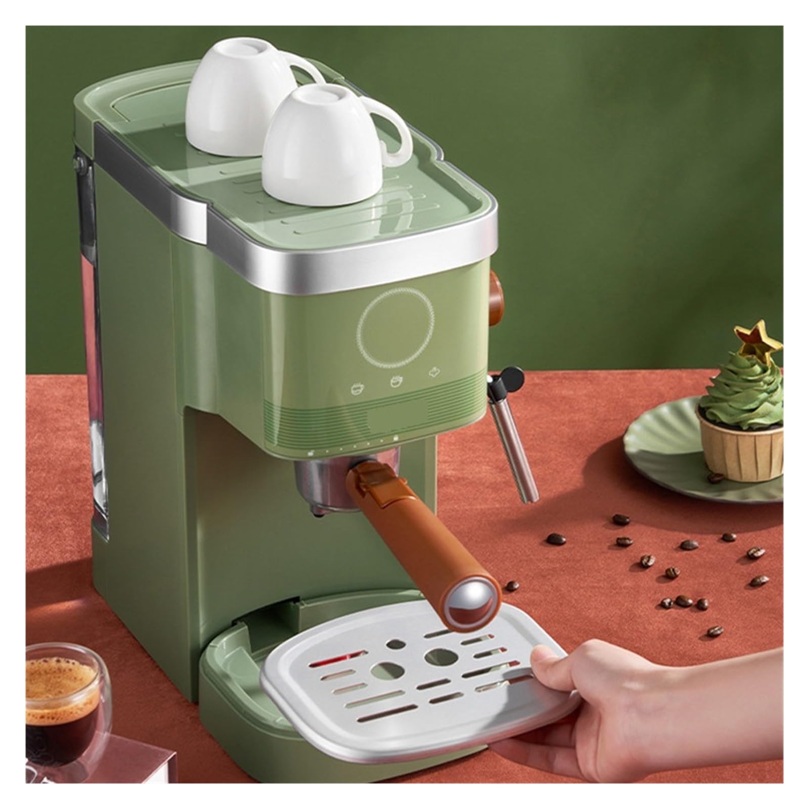 Cafetera semiautomática de 220 V con Bomba presión, cápsula Italiana, vaporizador Leche y Burbujas.