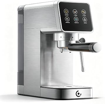 AMZCHEF 20 Bar Espresso Machine with LED Touch Screen, Home Coffee Maker with Self-Cleaning and Milk Frother, Compact Cappuccino and Latte Machine for Home & Office