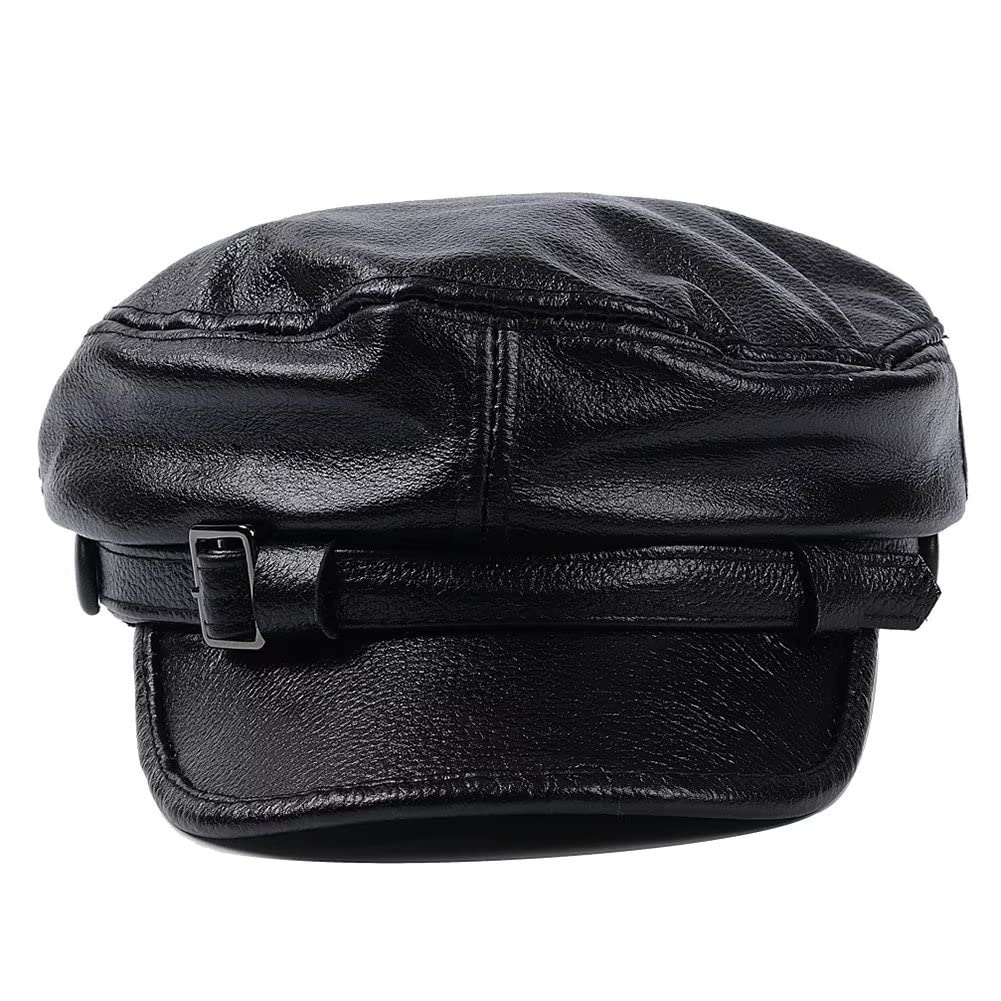 UMJIGF Leather Cap Fisherman Cap Men Women Driver Hat Newsboy Cap Winter Autumn,A-Large