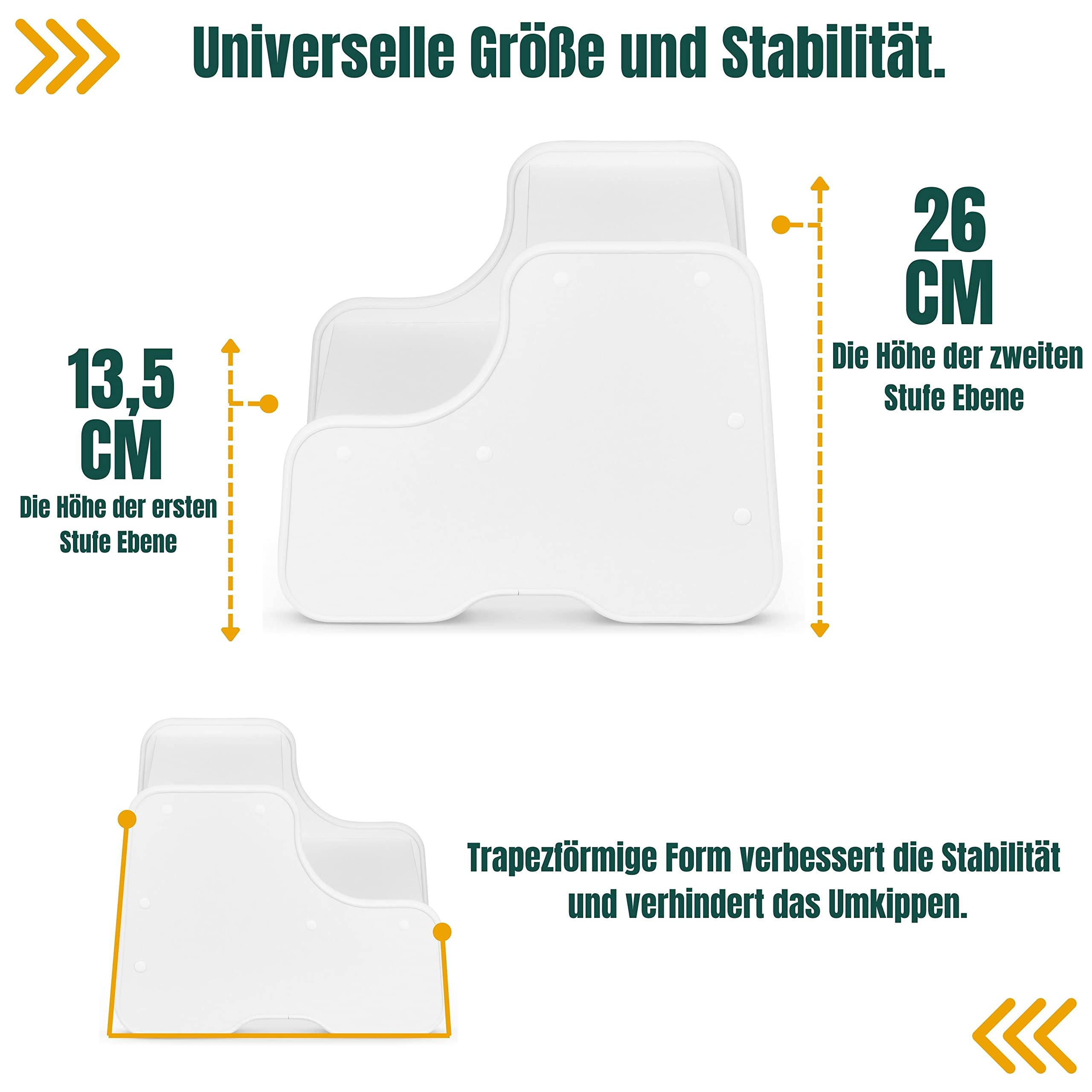 defiPad Taburete de Madera con 2 peldaños, Taburete de Madera para niños, Taburete para escaleras, Muebles Infantiles para baño, Cocina, habitación Infantil a Partir de 2 años, Taburete de Inodoro