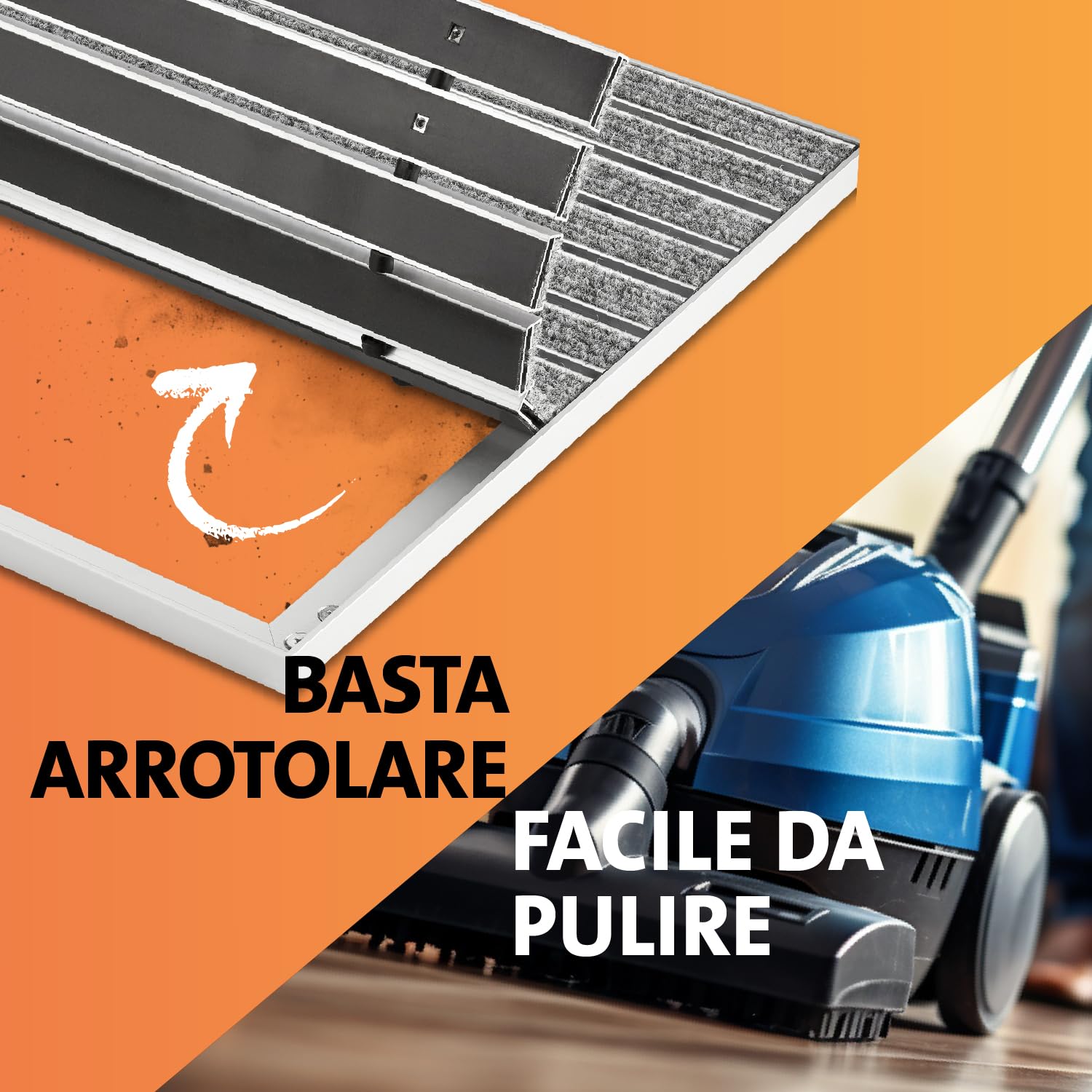 Tappeto tecnico d'ingresso in alluminio per interni ed esterni I Zerbino con telaio antisporco incorporato (grigio, 100 x 80 cm)