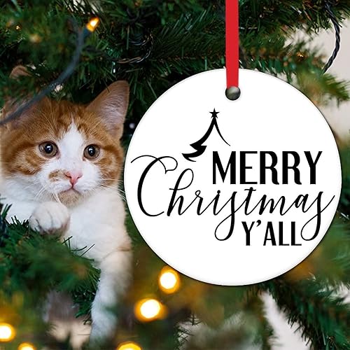 Miniatura 7 de Merry Christmas Y'all Holiday Present Ceramic Xmas Tree Ornament Funny Christmas Quotes Christmas Ornament for Kids Winter Seasons Greeting