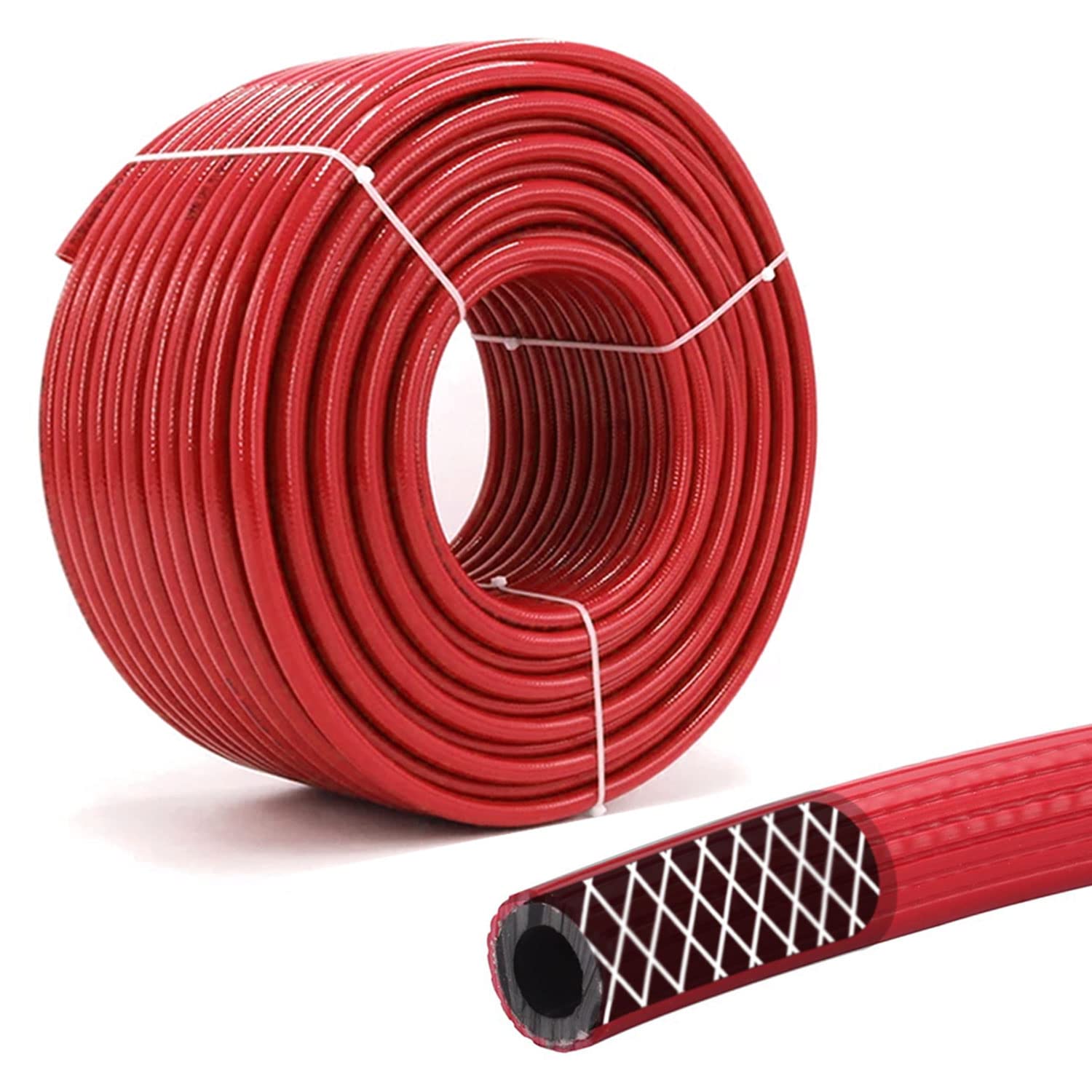 Badem10 50 Metre Çelik Kompresör Hava Hortumu 8 mm Thermo Hortum Kırmızı
