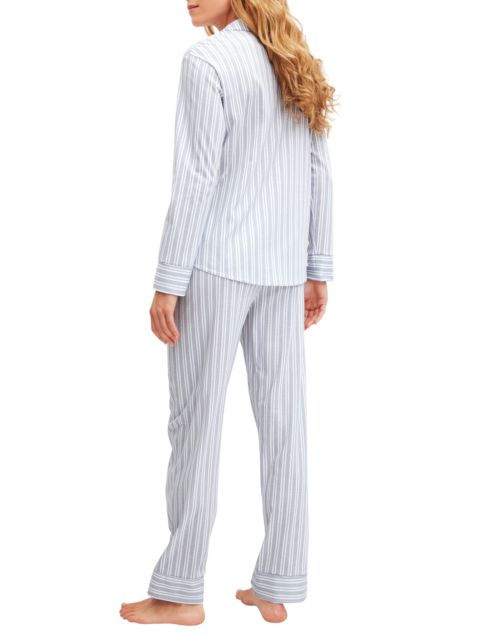 CALIDA Striped Dreams Pyjama Damen | Schlafanzug mit Knöpfen, 100% Baumwolle, wärmend, hautfreundlich, atmungsaktiv