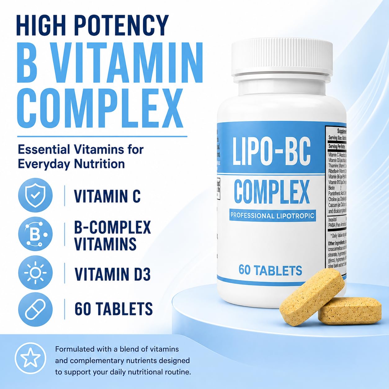 LIPO-BC Tablets, 2 Pack, 60 Tablets Each, 120 Tablets Total : Health & Household