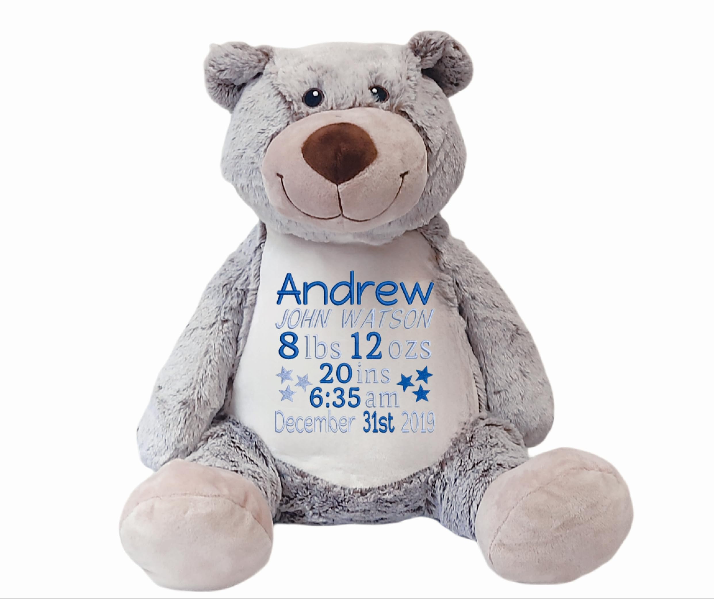 Personalized stuffed animal, Bear stuffed animal, birth Stats, custom animal, plush toys, gift for baby boy, gift for baby girl, newborn baby gift, Baby shower gift, Plushies, Big Bear