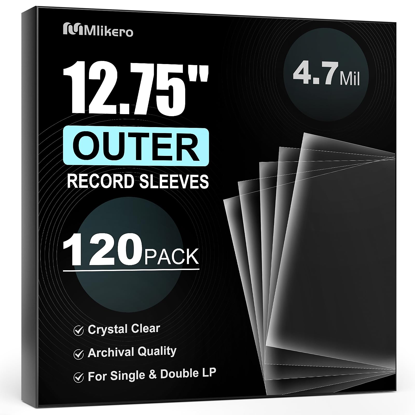Photo 1 of 120 Vinyl Record Sleeves Outer, 4.7 Mil Crystal Clear Vinyl Protective Sleeves, 12.75'' x 12.75'' Record Sleeve Compatible with Single and Double LP Album Covers