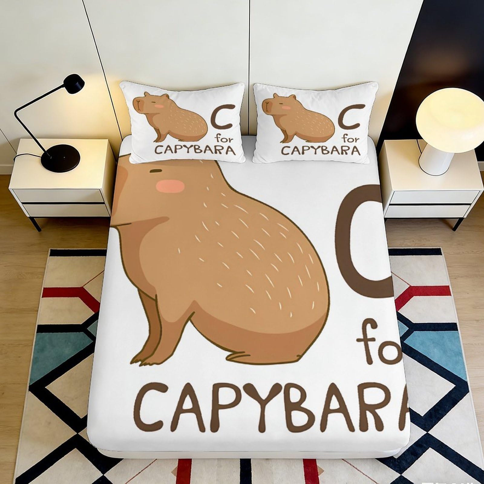 Pnayamiorkfel Style-6 3D Printed Capybara Cartoon Fitted Sheet Microfiber Animal Illustration Bed Cover For Bedroom Dorm Mattress Decor 90X200x25cm