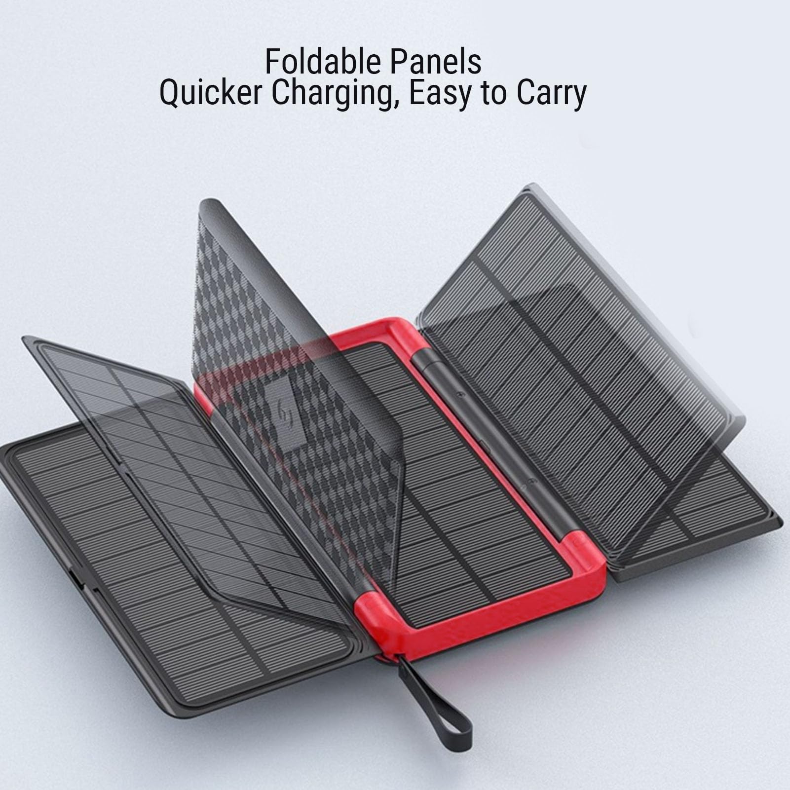 Power Bank Solare, Caricabatteria Solare Mini UPS da 10000 MAh, Power Bank di Emergenza con 3 Pannelli Solari Pieghevoli, USB C, Luce SOS per Campeggio Esterno Auto Barca Alimentazione di