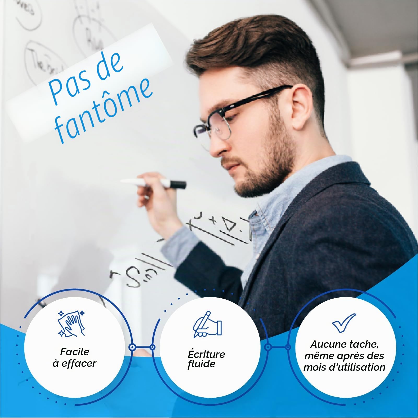 Rouleau autocollant tableau blanc 335 x 90 cm – Effaçable à sec sans traces, film adhésif anti-taches – Facile à poser pour maison, bureau et salle de classe