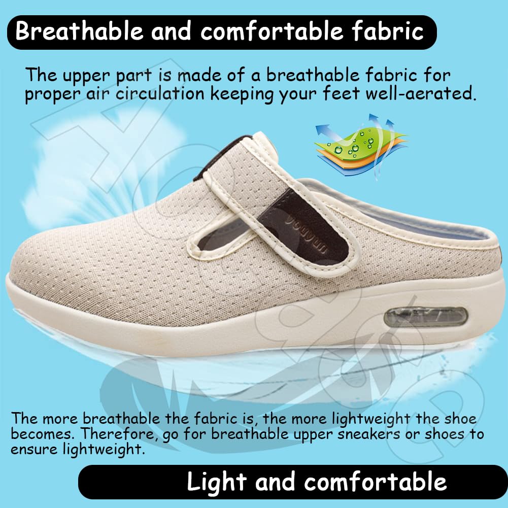 Zapatillas Hombre Extra Confort Zapatos ortopédicos para Mujer Zapatillas ortopédicas para Caminar Zapatos ortopédicos con colchón de Aire y Sandalias sin Cordones,Lightgrey,40 EU