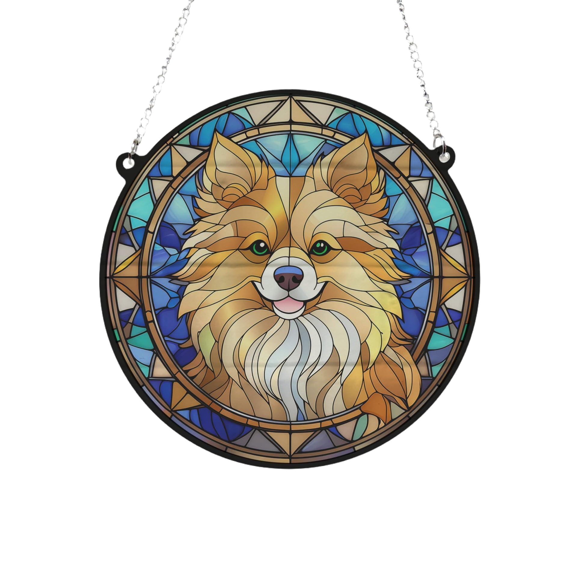 Pomeranian Stained Glass Effect Suncatcher Gift for Dog Lovers - 13cm