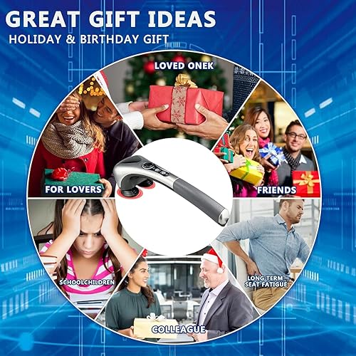 Miniatura 7 de Masajeador eléctrico de doble cabeza con martillo pesado, masaje de mano para cuello y espalda, calentable, para aliviar el dolor de tejido