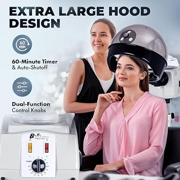 Buy-Rite Melissa Hair Steamer Color Processor 620W Extra Large Hood | Hood And Five-Star Rolling Base, For Deep Conditioning And Color Treatments, Adjustable Height, 60 Min Timer, Auto Shutoff