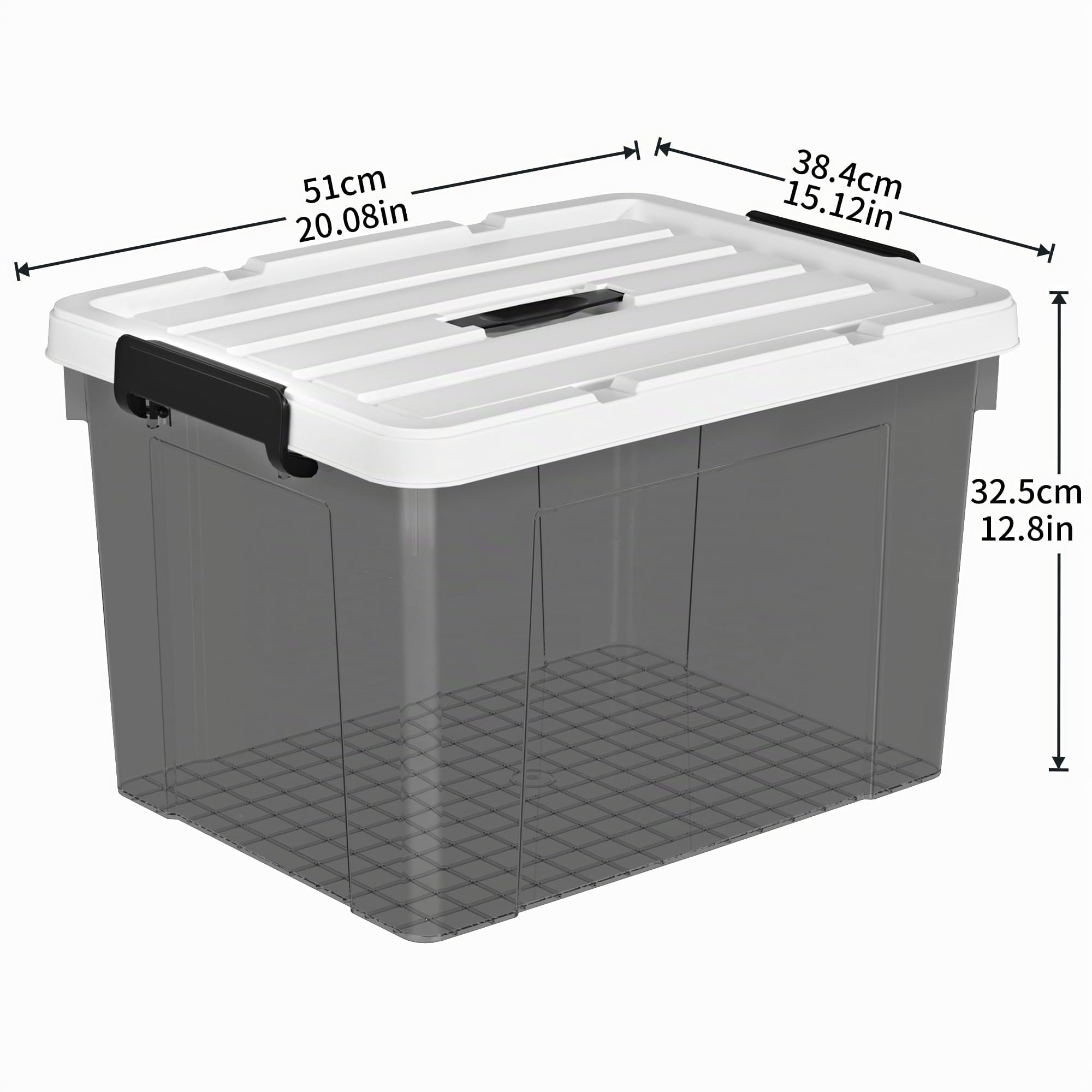 Cetomo 45L*3 Aufbewahrungsboxen, Tragbare Plastikboxen mit Deckeln, Organizer-Behälter mit Griff und Clips, Stapelbar, Ineinander Nestbar, für Zuhause und Büro, Transparent schwarz, 45L-3er Pack