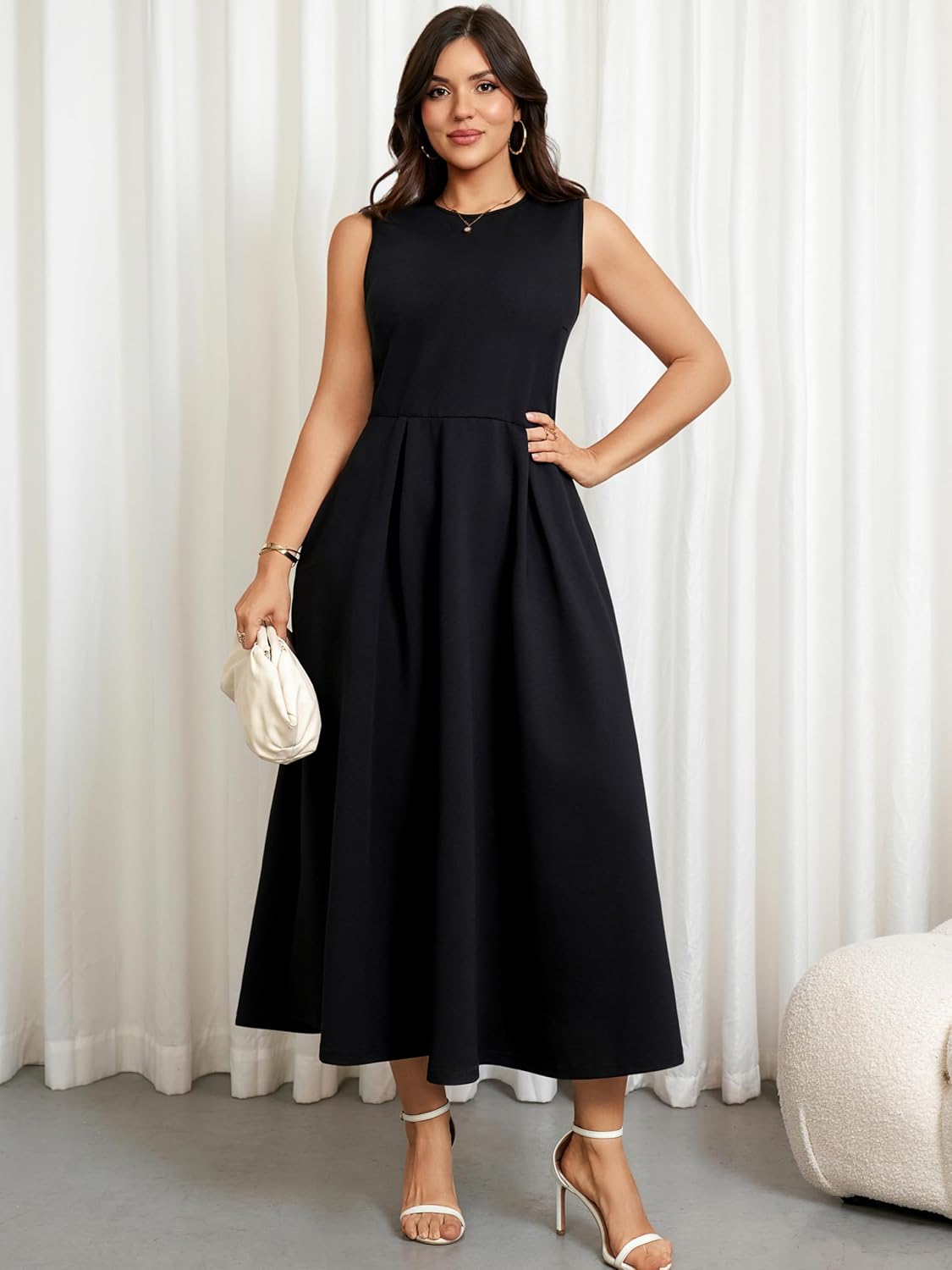 RWJ Plus Size Dresses for Women Summer 2026 Elegant Classy Sleeveless A Line Formal Wedding Guest Cocktail Dress Pocket