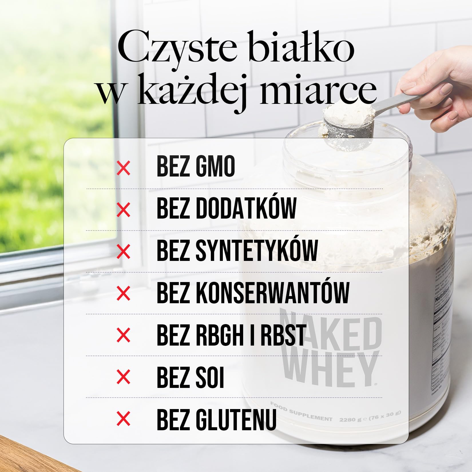 Naked Whey – białko serwatkowe w proszku, bez smaku, bez GMO, bez soi, bez glutenu, wspomaga wzrost i regenerację mięśni, 450 g
