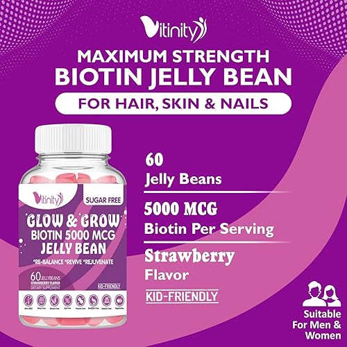 Miniatura 10 de Biotin 10000 Mcg Extra Strength Vegetarian (Vitamina B) Suplemento sin azúcar - Apoya el cabello y la piel más saludables - Mujeres y hombres 120