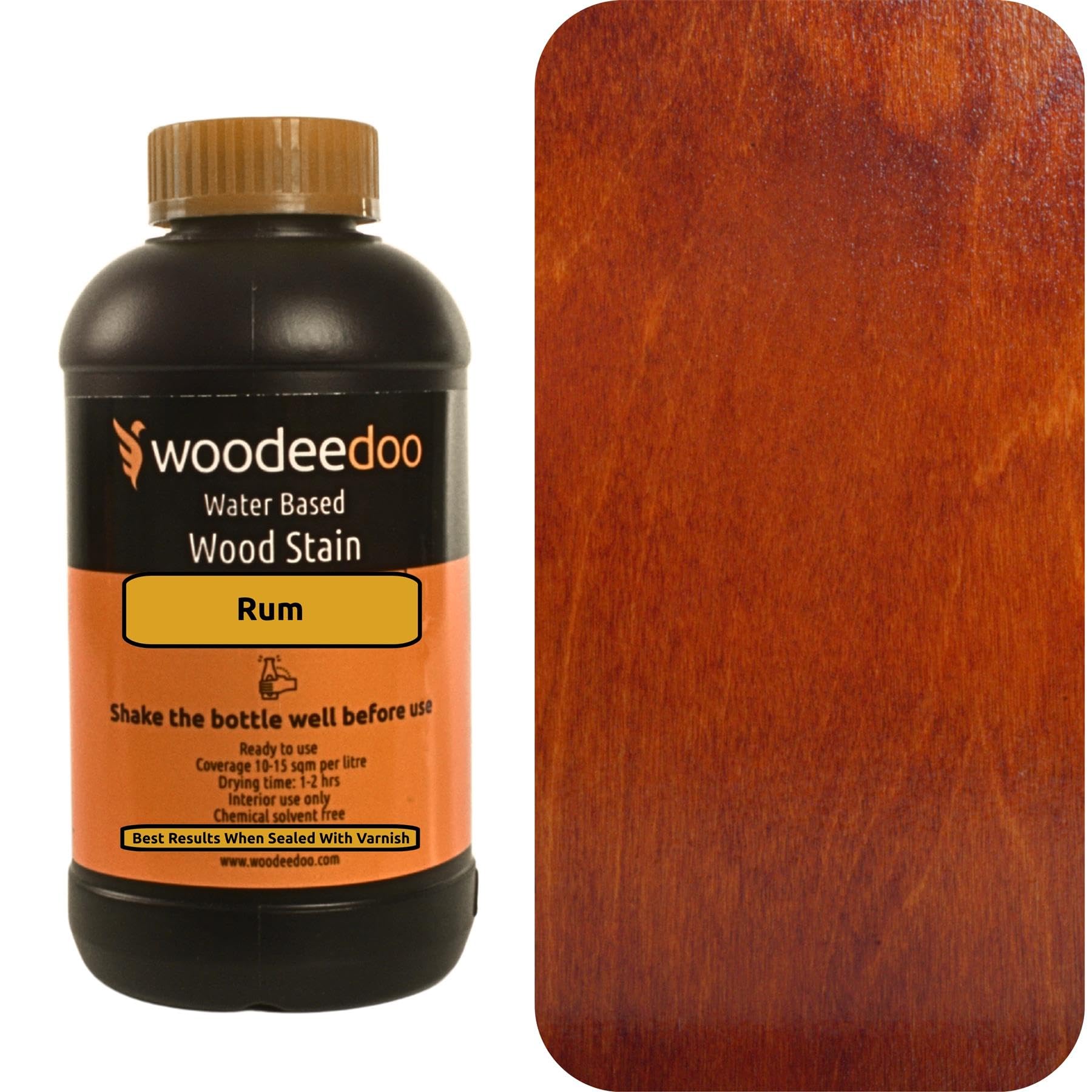 Woodeedoo Rum Water Based Wood Stain | Wood Dye | Ready To Use | Environmentally Friendly | Solvent Free | Odour Free | 1 L |