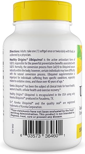 Miniatura 3 de Healthy Origins Ubiquinol 50 mg (Kaneka QH, sin OMG, sin gluten, apoyo cardíaco, apoyo energético), 60 cápsulas blandas