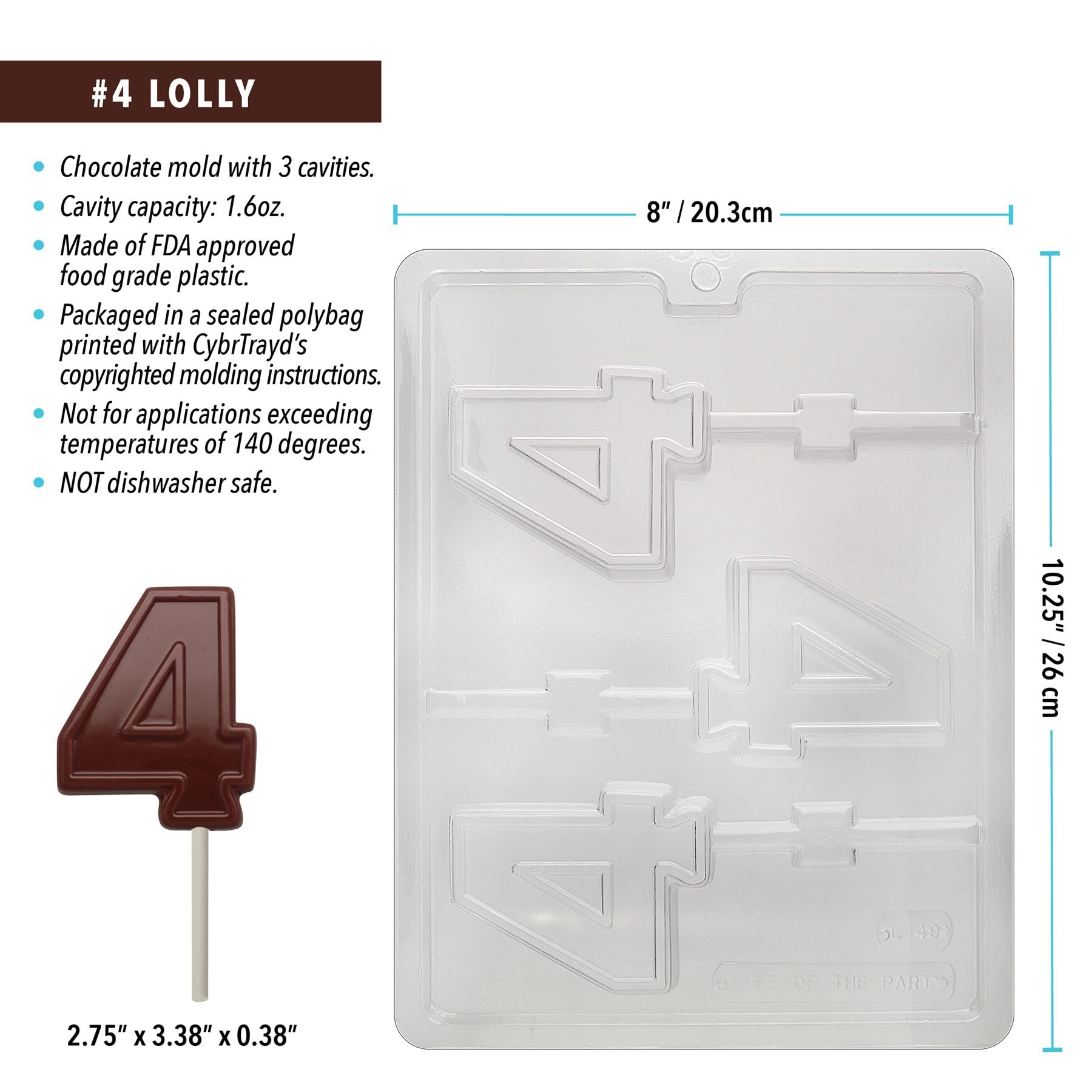 Cybrtrayd L049 - Stampo per caramelle al cioccolato n° 4, con istruzioni esclusive per stampaggio al cioccolato Cybrtrayd
