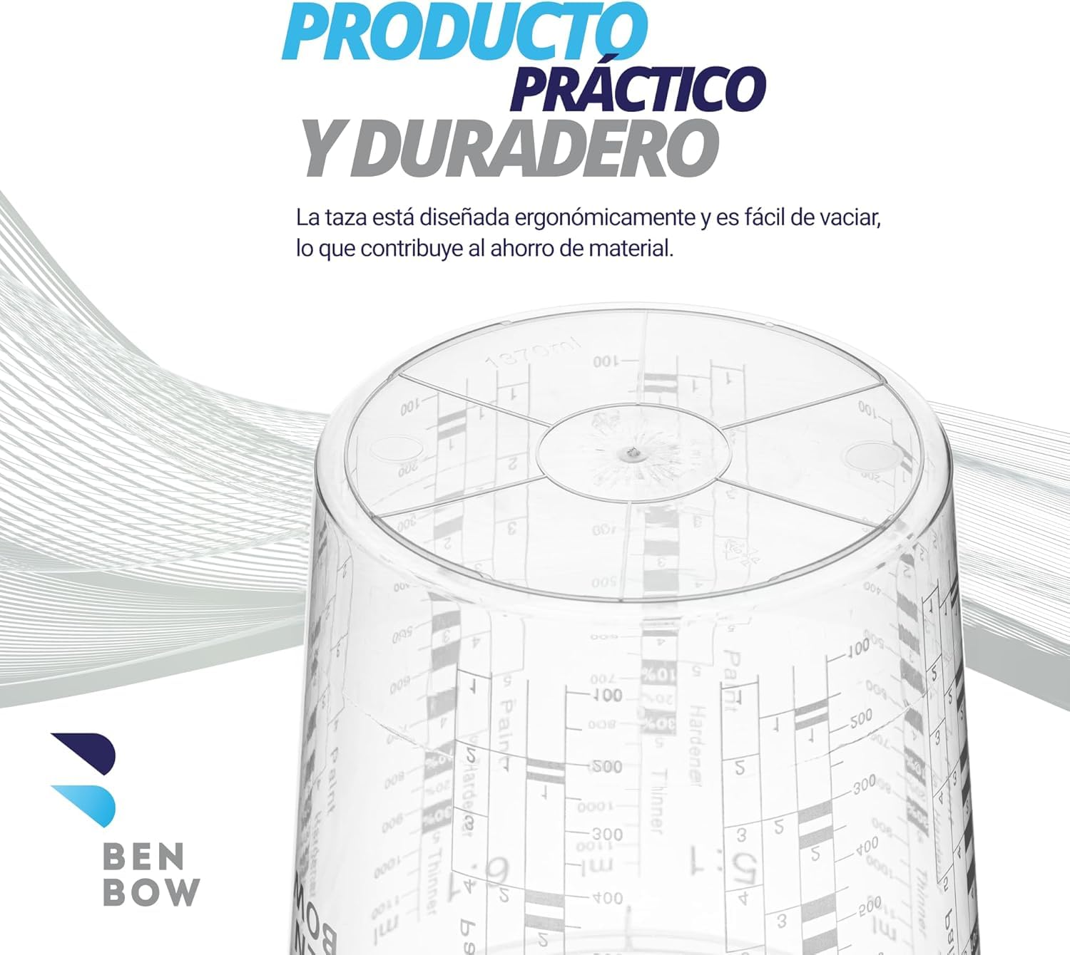 BenBow Vaso Medidor Profesional 100x 1370ml con 12x Tapa - Escala Diversa - Vaso Con Escala, Vaso Para Mezclar, Vaso Para Mezclar Pintura, Vaso Para Medir, Vaso Para Pintar, Vaso Para Mezclar