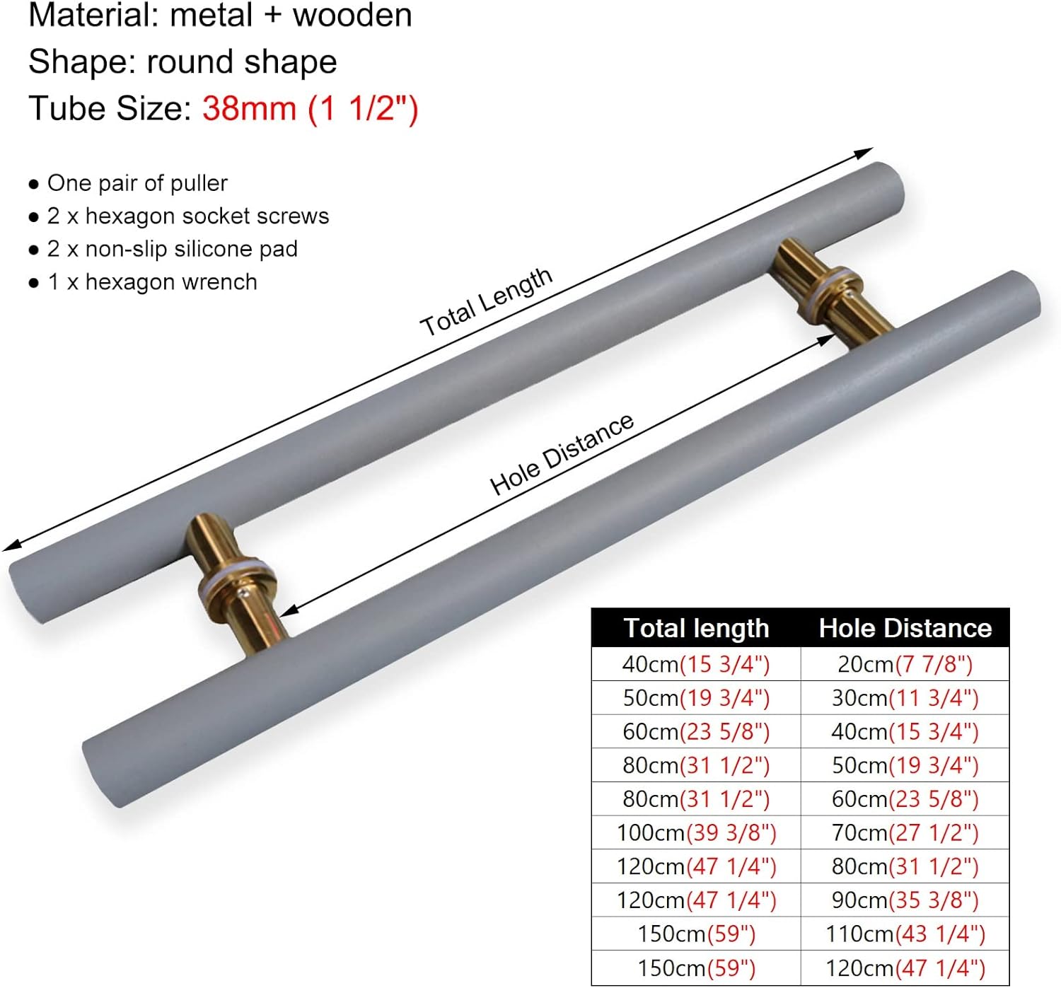 Heavy Duty Modern Commercial Door Pull Handle for Indoor Outdoor Entrance Dary Grey 120cm*90cm