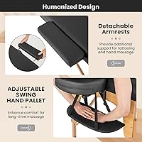 Vista 4 de Giantex Massage Table, Portable Massage Bed w/Carrying Case, 2-Section Salon Spa Facial Care Tattoo Bed, Height Adjustable, Wood Frame, Professional