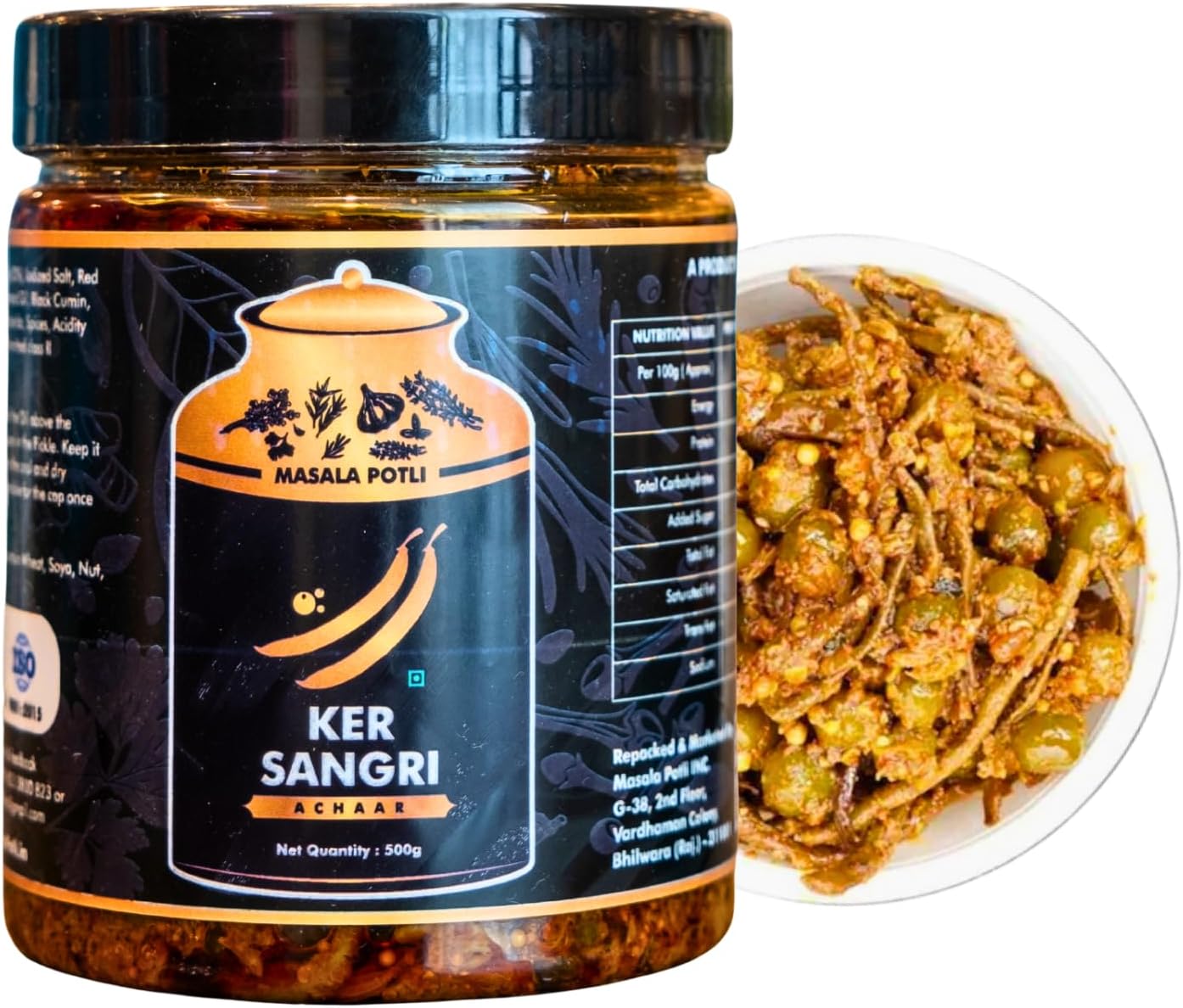 Masala Potli Rajasthani Ker Sangri Pickle 500gm, Traditional Marwadi Achaar with Homemade Taste, Rajasthani Ker Sangri Achaar