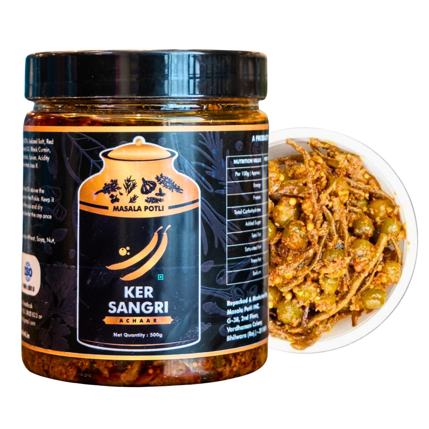 Masala Potli Rajasthani Ker Sangri Pickle 500gm, Traditional Marwadi Achaar with Homemade Taste, Rajasthani Ker Sangri Achaar