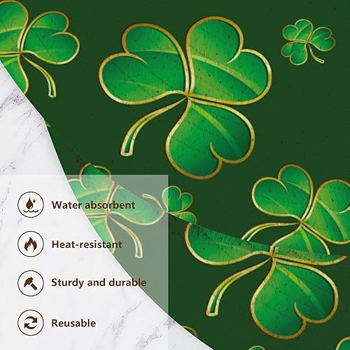 Miniatura 3 de 3 Pcs Trivet Pads for Hot Dishes 15in Cotton Thread Weave Heat Resistant Hot Pad for Teapot Protecting Table Shamrocks Happy St. Patrick's Day Lucky