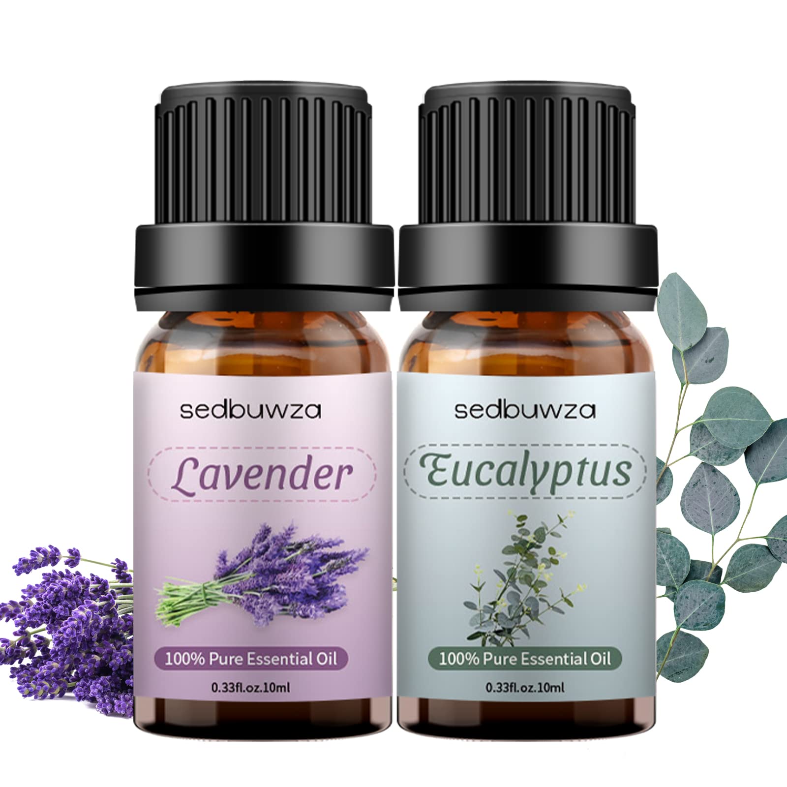 Juego de aceites esenciales de eucalipto de lavanda, aceite aromático de eucalipto para difusor, aromaterapia, masaje, jabón, fabricación de velas, 2 x 0.3 fl oz 9